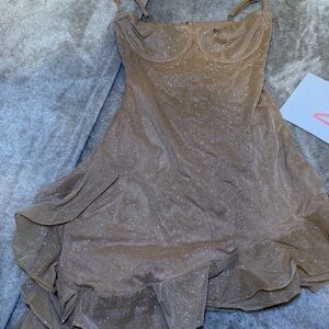 BABYBOO DIXIE MINI SPARKLE DRESS GOLD WITH GLOVES